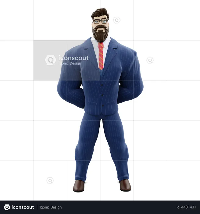 Businessman With Hands Back  3D Icon