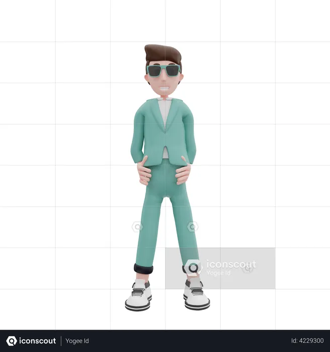 Businessman with hands on waist  3D Illustration
