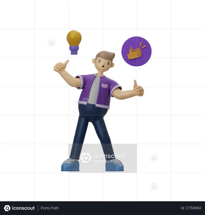 Businessman with idea  3D Illustration