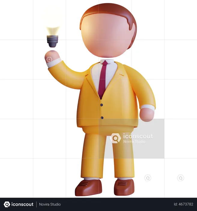 Businessman with idea  3D Icon