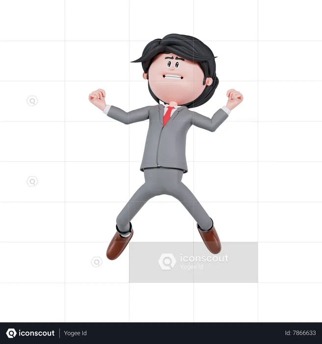 Businessman With Jumping Pose  3D Illustration