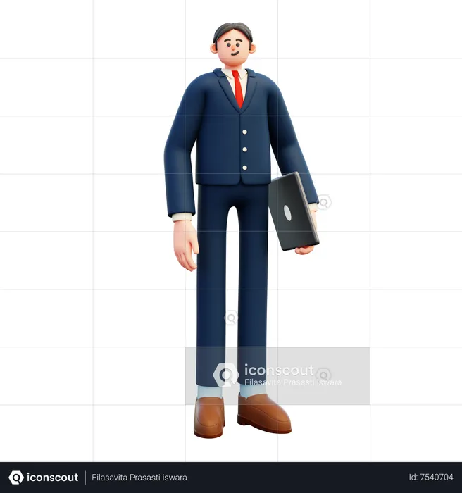 Businessman with laptop  3D Illustration