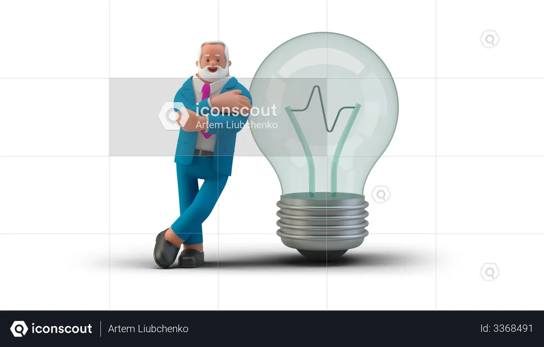Businessman with light bulb  3D Illustration