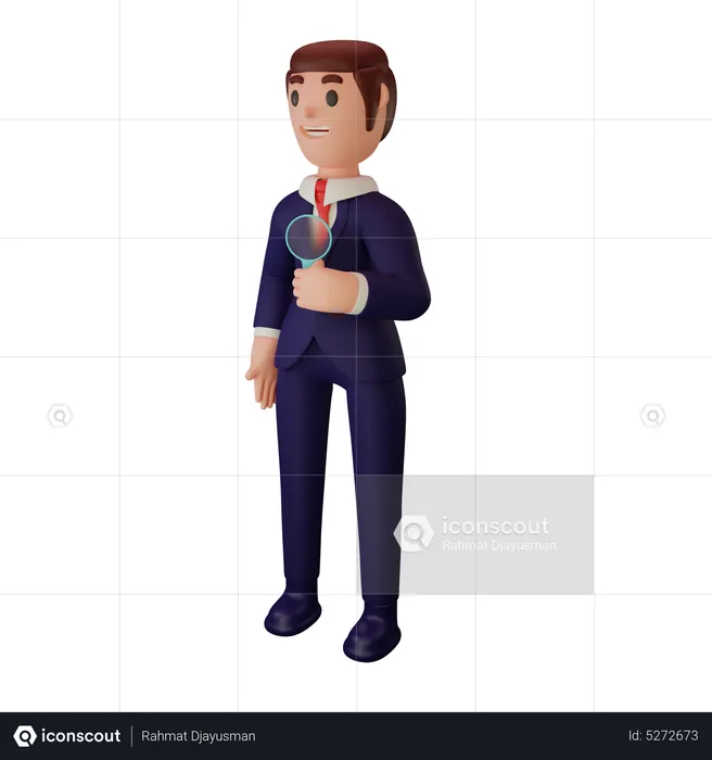 Businessman With Magnifying Glass  3D Illustration