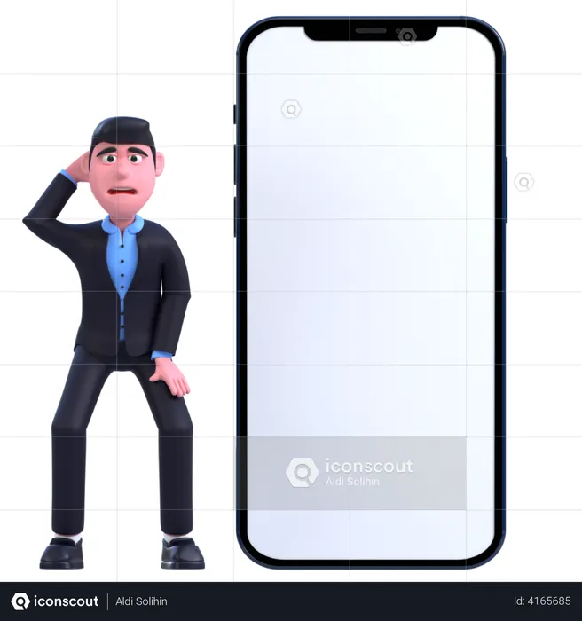Businessman with mobile  3D Illustration