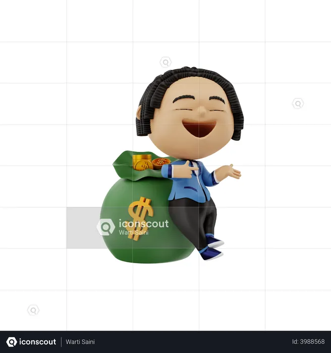 Businessman with money bag  3D Illustration