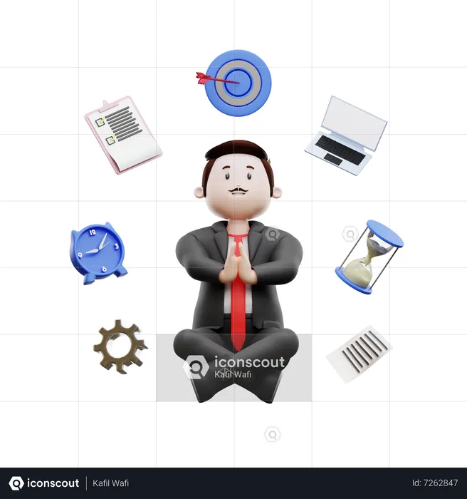 Businessman With Multiple Tasks  3D Illustration