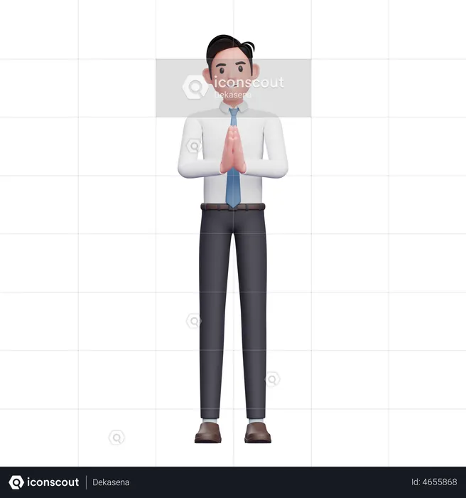 Businessman With Namaste Gesture  3D Illustration