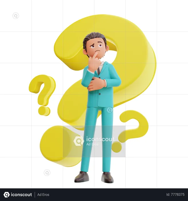 Businessman with question mark  3D Illustration