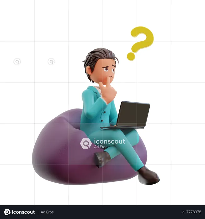 Businessman with question mark  3D Illustration