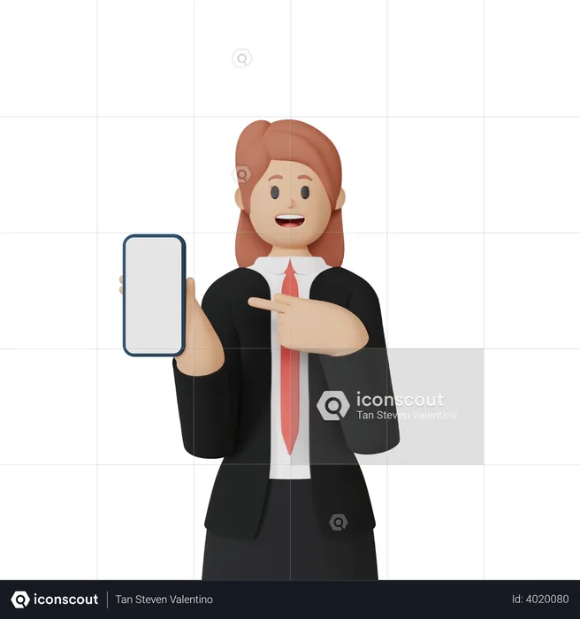 Businesswoman With Smartphone With Blank Screen  3D Illustration