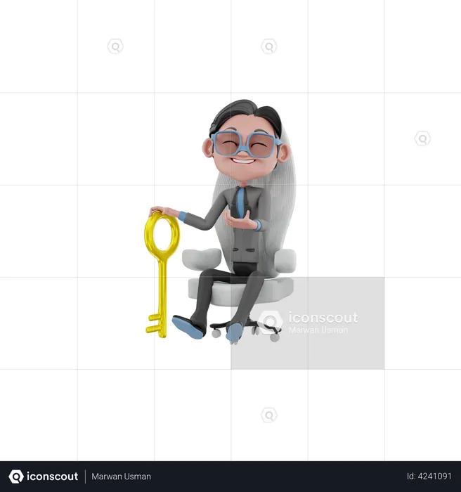 Businessman with success key  3D Illustration