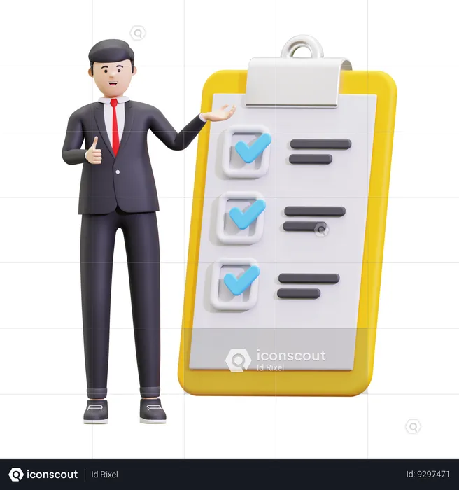 Businessman With Task List  3D Illustration