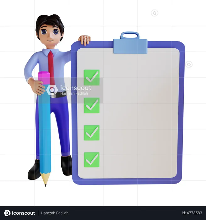 Businessman With Tasklist  3D Illustration