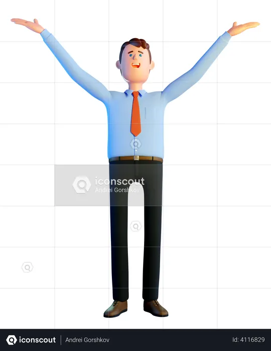 Businessman with thank you god gesture  3D Illustration