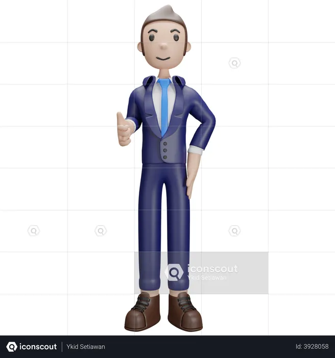 Businessman with thumb up sign  3D Illustration