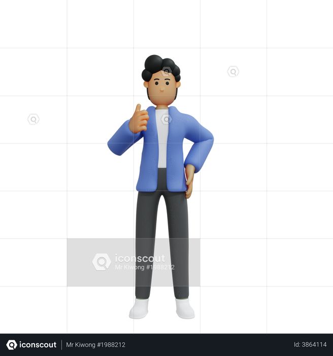 Businessman with thumbsup 3D Illustration