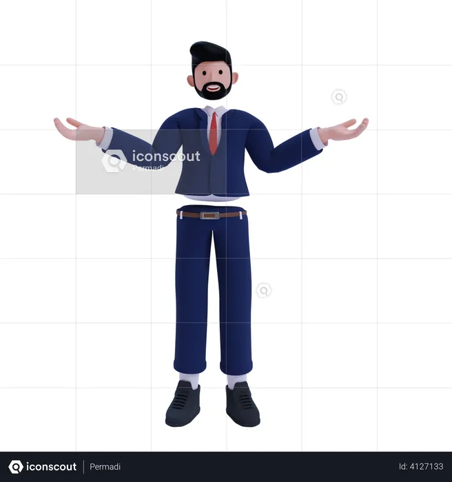 Businessman with wide open arms  3D Illustration
