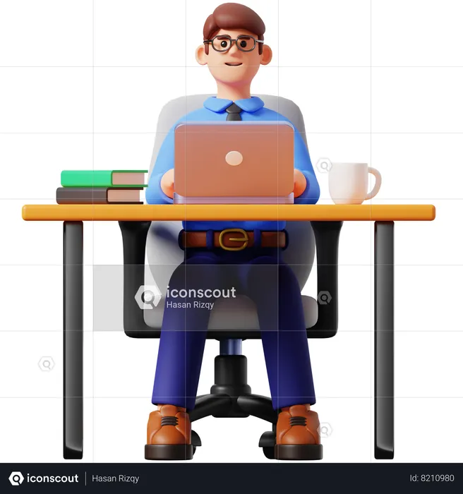 Businessman Working  3D Illustration
