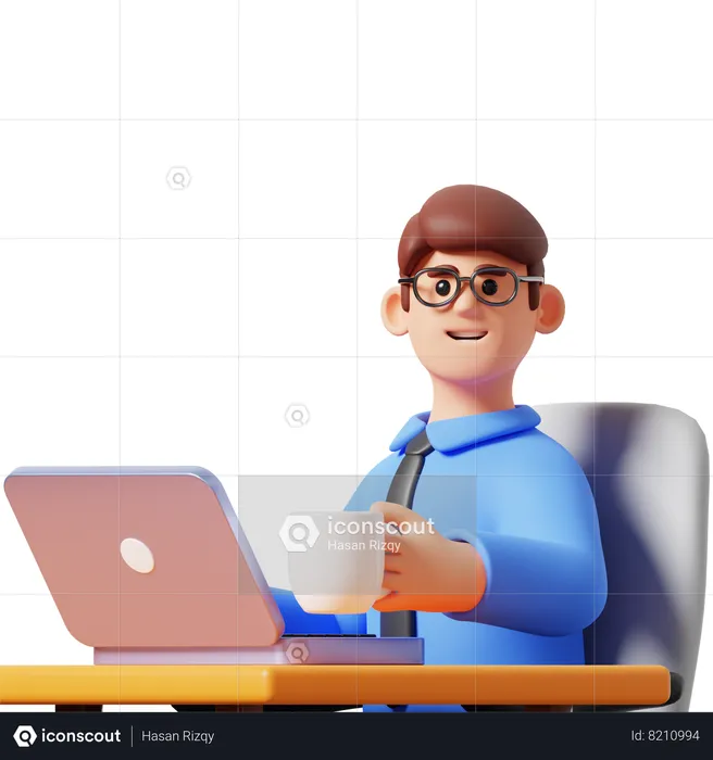 Businessman Working  3D Illustration