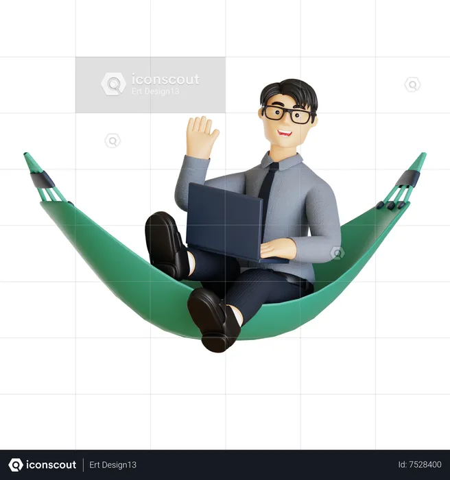 Businessman working as freelancer  3D Illustration