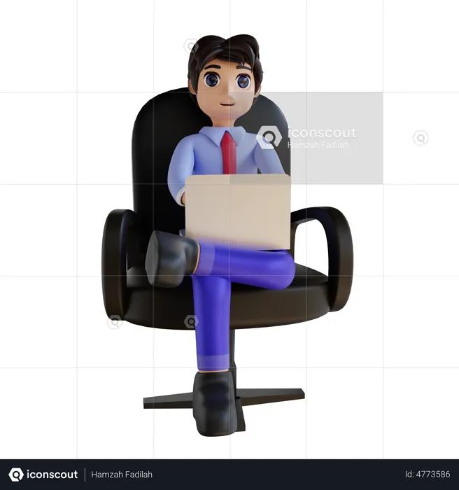 Businessman Working At Office  3D Illustration