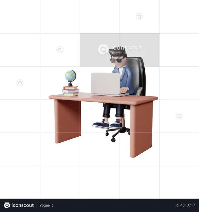 Businessman working at office  3D Illustration