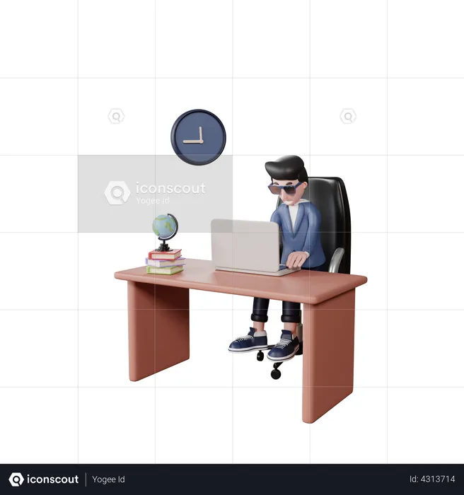 Businessman working at office hours  3D Illustration