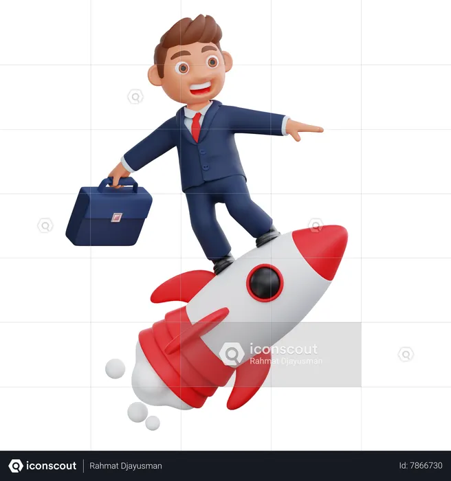 Businessman working at startup  3D Illustration