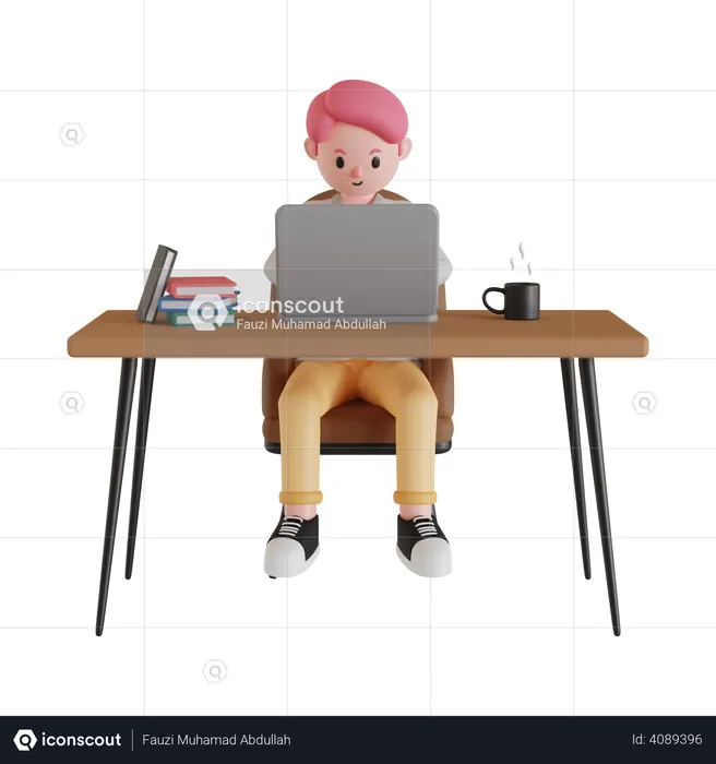 Businessman working from home  3D Illustration