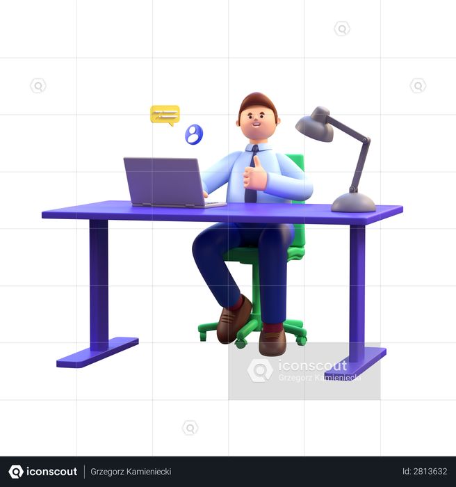 Premium Businessman working in office 3D Illustration download in PNG ...