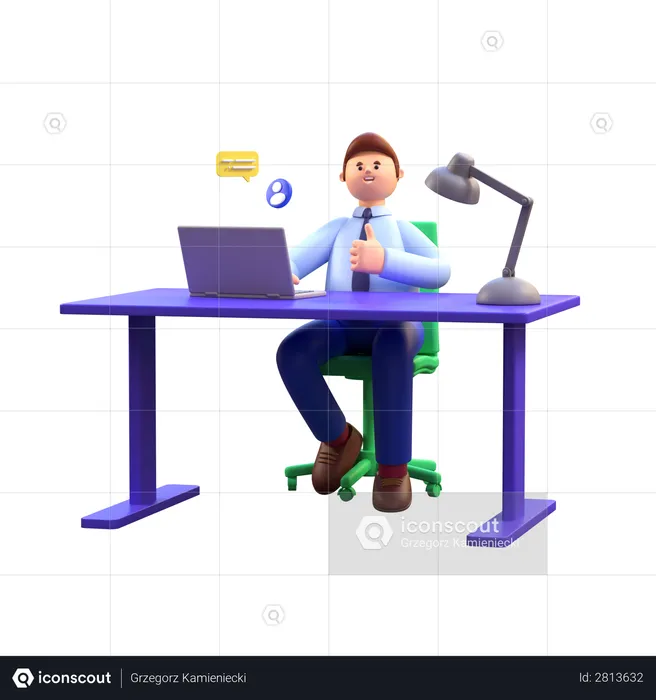 Businessman working in office  3D Illustration