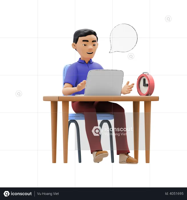 Businessman working in office  3D Illustration