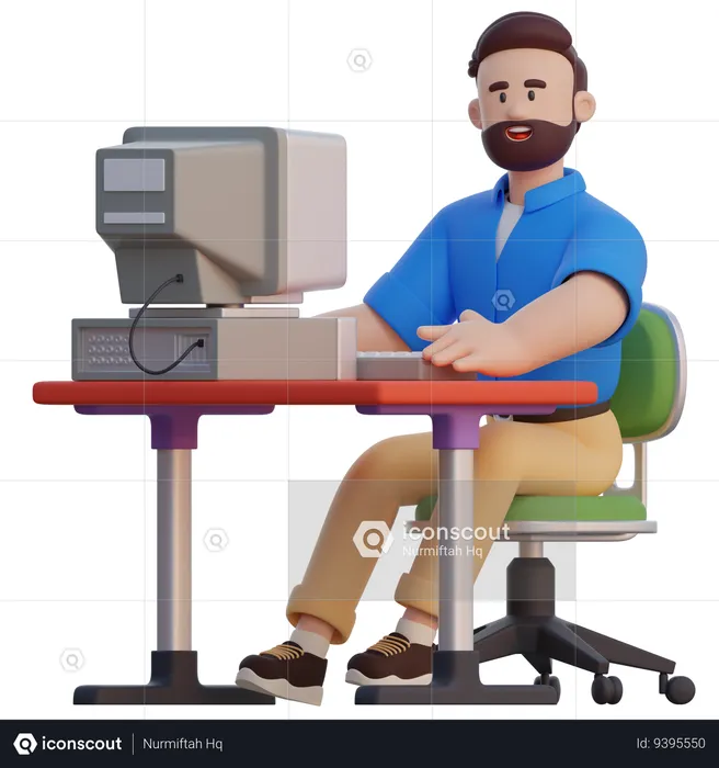 Businessman Working On Desk  3D Illustration