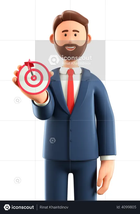 Businessman working on goal  3D Illustration