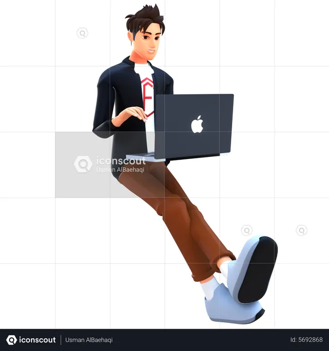 Businessman working on laptop  3D Illustration