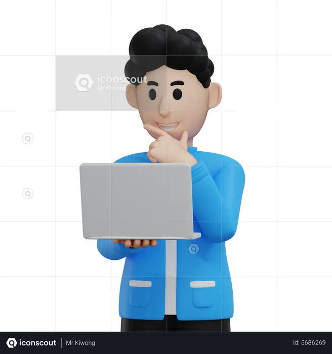 Businessman working on laptop  3D Illustration