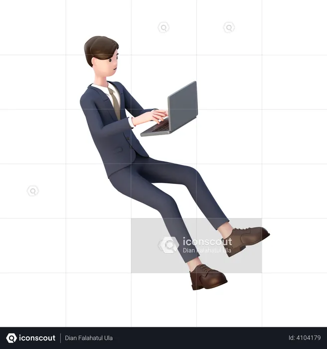 Businessman working on laptop  3D Illustration