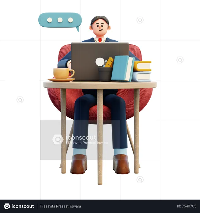 Businessman working on laptop  3D Illustration