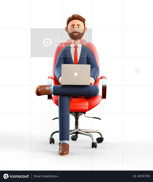 Businessman working on laptop  3D Illustration