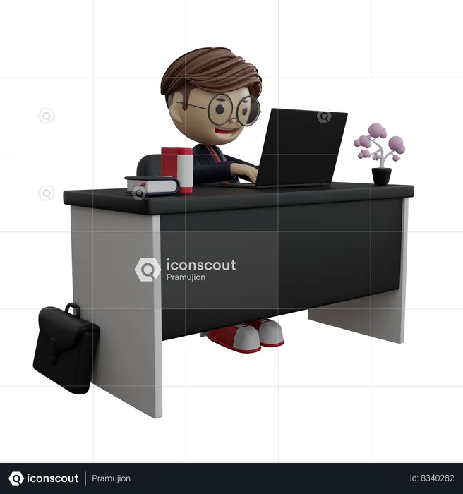 Businessman working on laptop  3D Illustration