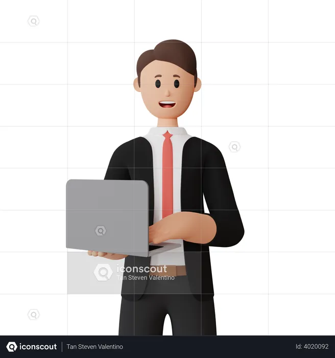 Businessman working on laptop  3D Illustration