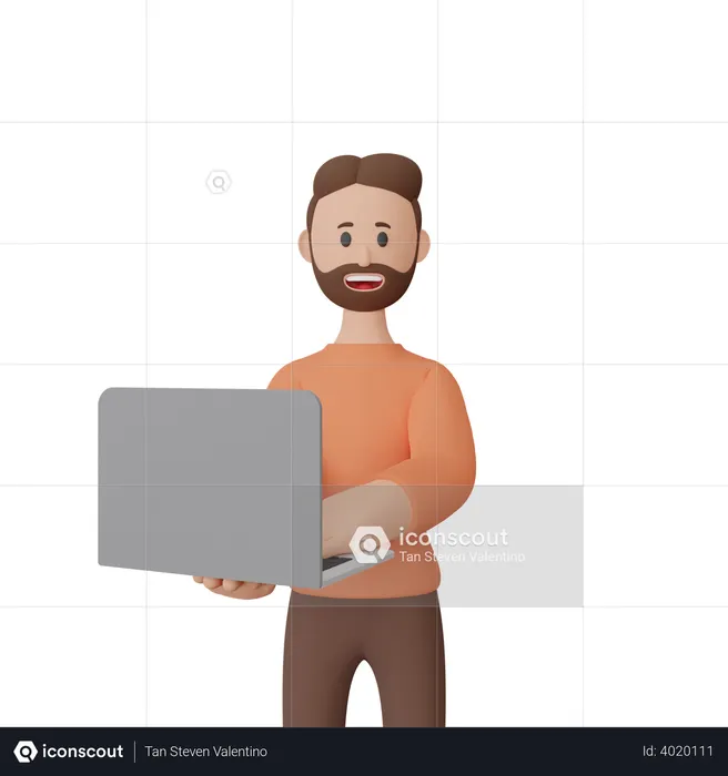 Businessman working on laptop  3D Illustration