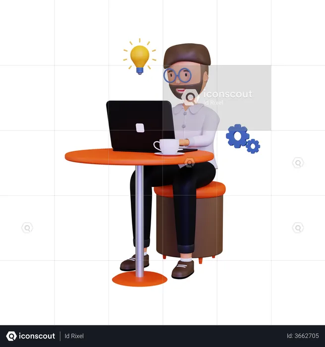 Businessman working on new business idea  3D Illustration