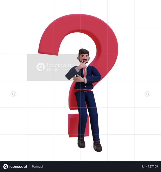 Businessman working on Q and A  3D Illustration