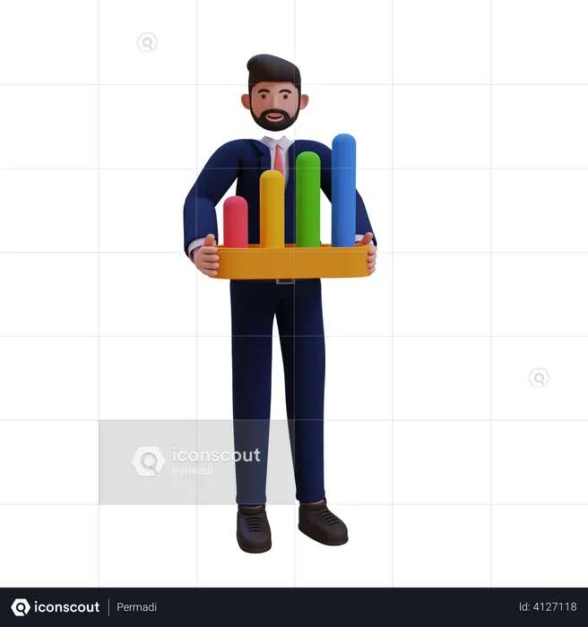 Businessman working on sales growth  3D Illustration