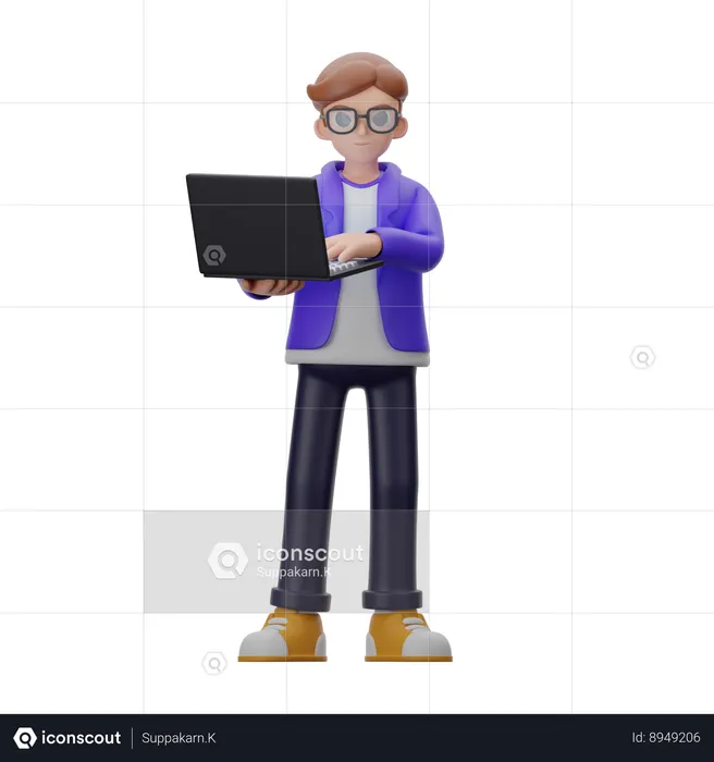 Businessman Works On Laptop  3D Illustration