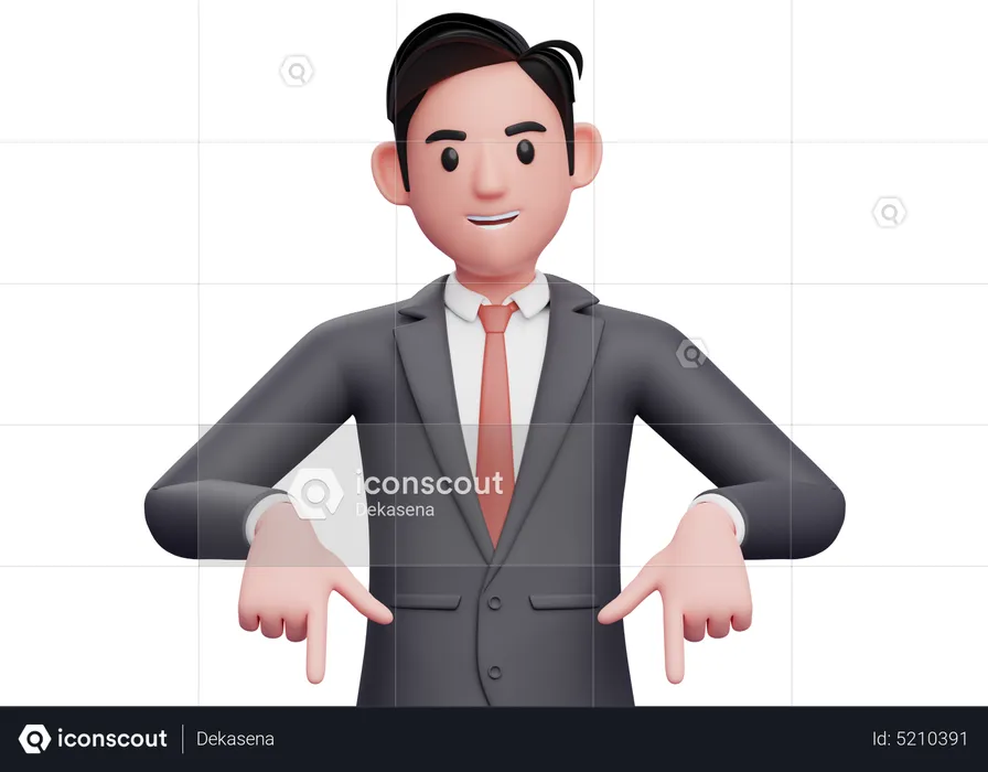 Businessmanpointing down  3D Illustration