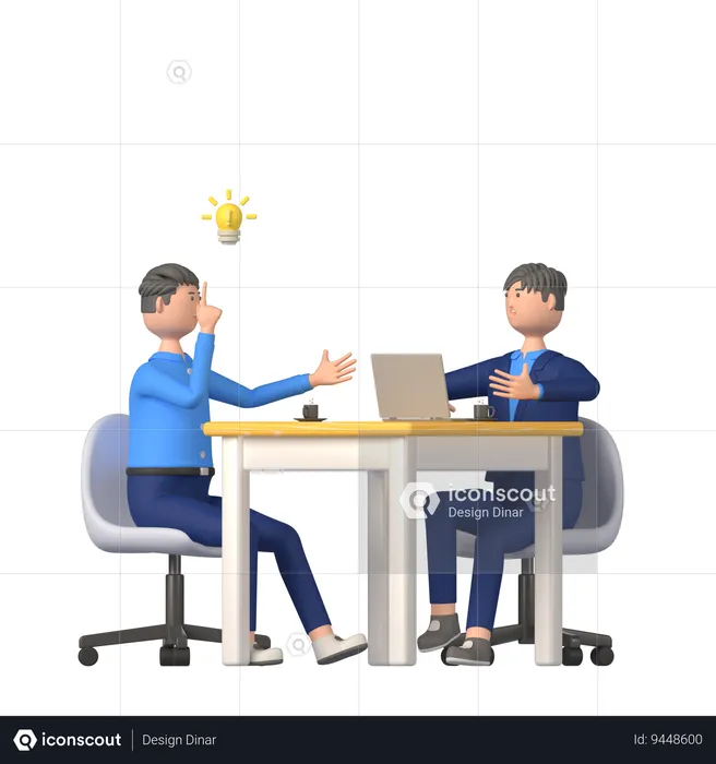 Businessmen Doing Idea Discussion  3D Illustration
