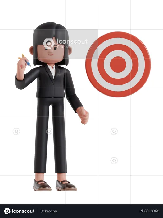 Businesswoman Aiming At Target With Darts  3D Illustration